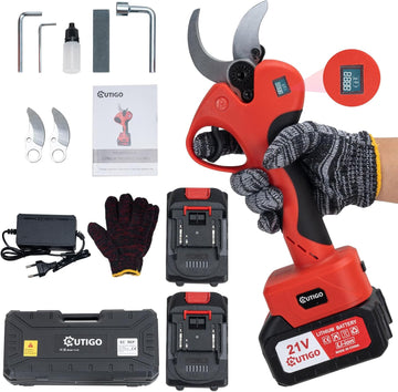 Professional Electric Garden Shears, 40 mm Battery Grtenscher, 2 x 3000 mAh Lithium Rechargeable Battery, Pruning Shears, Vine Shears, Tree Shears, Rose Scissors
