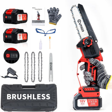 OUTIGO Mini Chainsaws with Battery, 6 Inch Electric Chainsaw, 2 Batteries 3000 mAh, Chainsaw 3 Chainsaws + 1 Chain Guide Rails, Mini Cordless Electric Chainsaw, Chainsaw 800 W