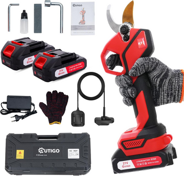 Professional Cordless Electric Pruning Shears,with 2 Rechargeable 1.5Ah Battery,25mm Cutting Diameter,Brushless Motor Pruning Shears for pruning fruit trees, grapevines, olive trees, and garden plants.