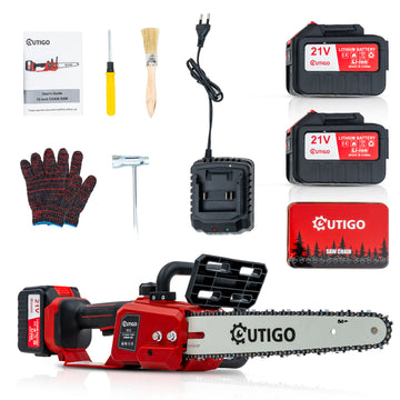 Chainsaws with Battery, 12 Inch Electric Chainsaw, 2 x 4500 Batteries, Chainsaw 1 Right Angle Chains + 1 Chain Guide Rails, Mini Cordless Electric Chainsaw, Chainsaw 1000 W
